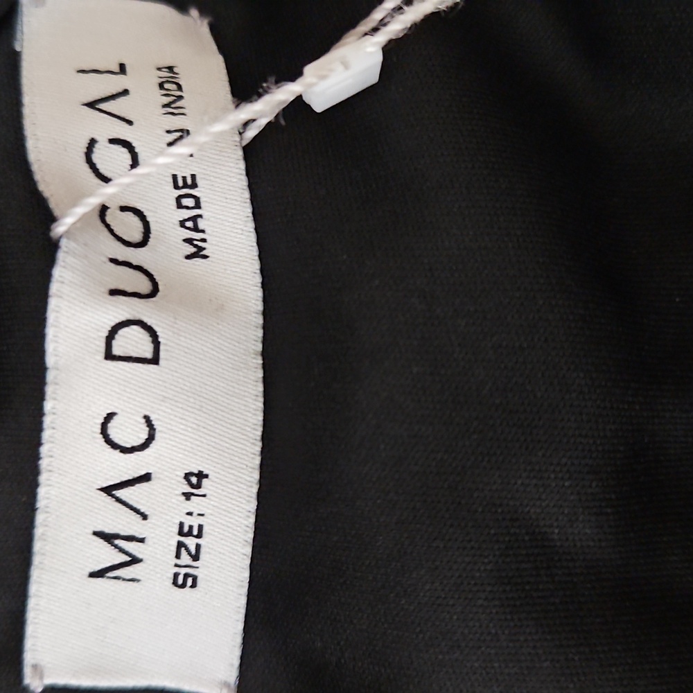 Mac Duggal  black floral Illusion Embroidered Midi Dress Sz 14 NWT - Picture 15 of 15